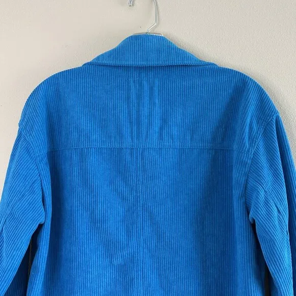 AVEC LES FILLES Tamra Corduroy Shirt Jacket Blue Small - Picture 11 of 11